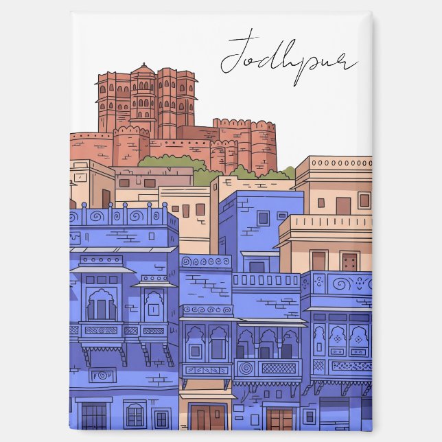Jodhpur Indien Illustration Magnet (Vorderseite)