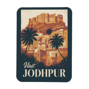 Jodhpur Indien Illustration Reise Kunst Vintage Magnet
