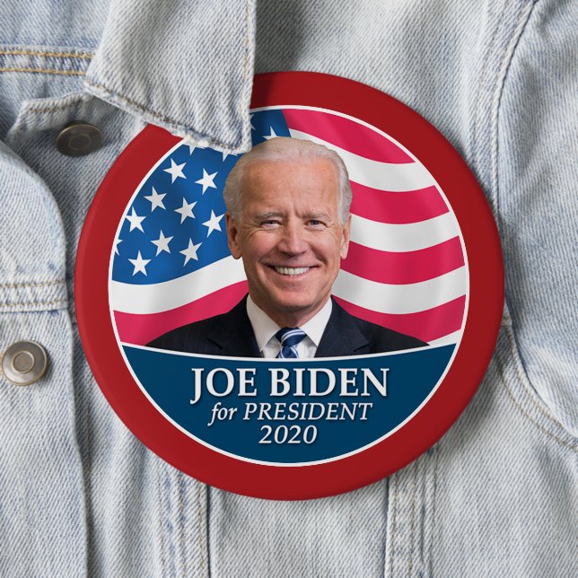 Joe Biden 2020 Foto mit amerikanischer Flag-Grenze Button (Beispiel)