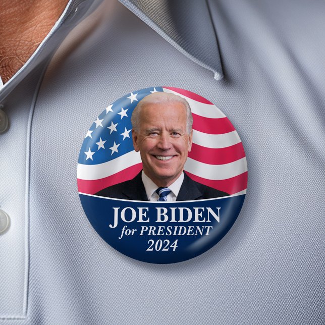 Joe Biden 2024 für Präsident Foto Button (Classic Joe Biden Campaign Button - 2024)