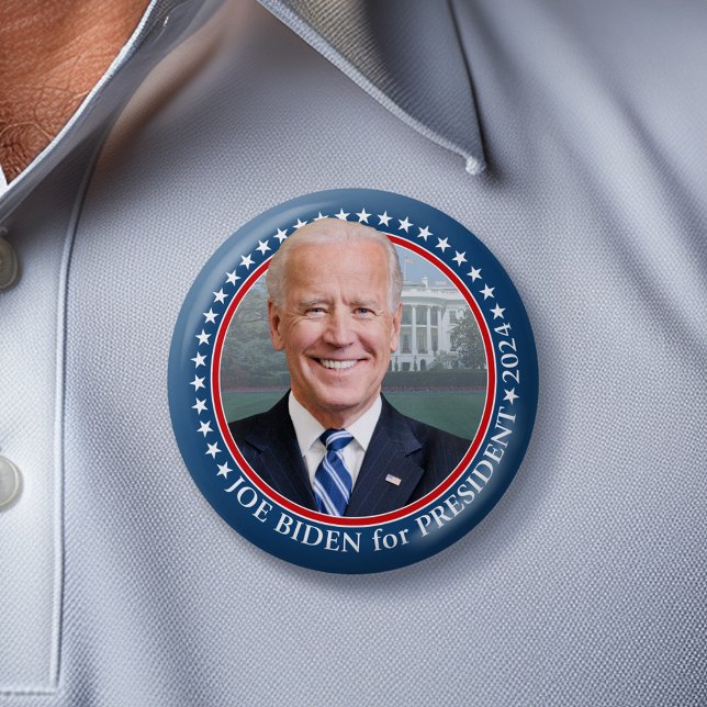 Joe Biden 2024 für Präsident Foto White House Button (Joe Biden 2024 Button)