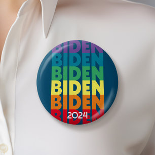 Joe Biden 2024 - Regenbogenfarben im Retro-Farbver Button