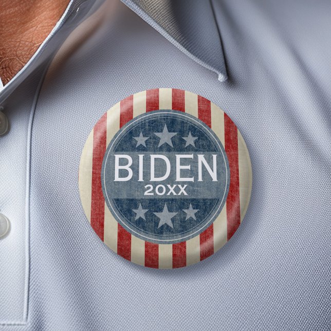 Joe Biden 2024 - Vintage US Flagge Button (Custom Campaign Gear -- Create your own election swag for any candidate)