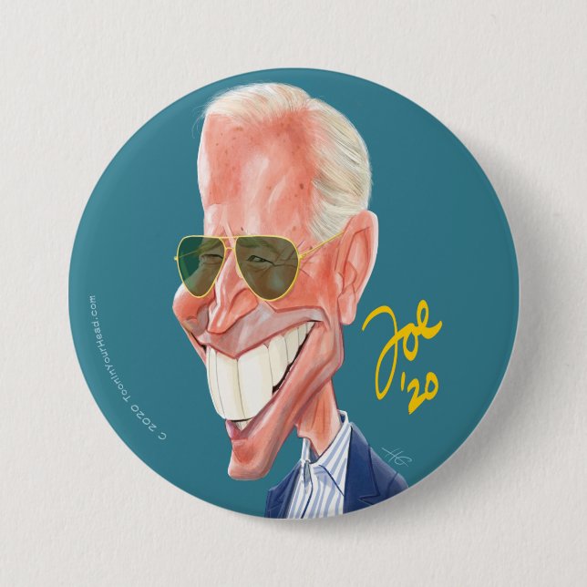 Joe Biden Cartoon Karikatur-Taste Button (Vorderseite)