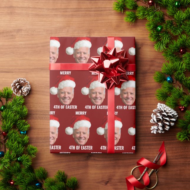 Joe Biden Face Santa Happy 4. Osterweihnachtsfest Geschenkpapier (Feiertagsgeschenk)