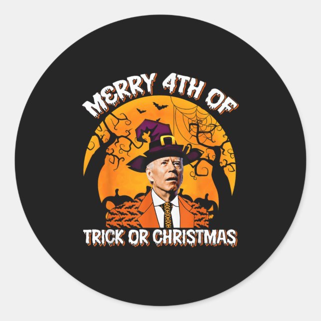 Joe Biden Frohe 4. Halloween-Streich oder Süßigkei Runder Aufkleber (Vorderseite)