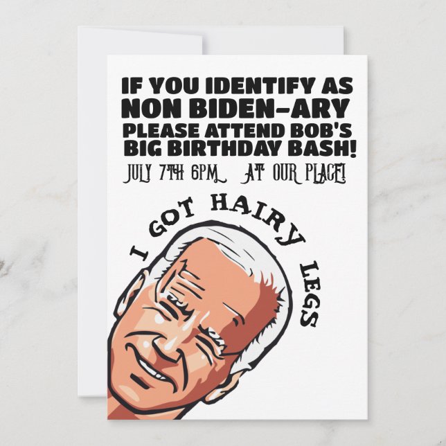 JOE BIDEN FUNNY PARTY CUSTOM Einladungen (Vorderseite)