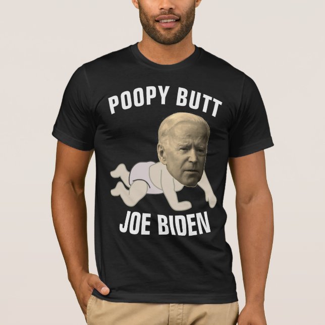 JOE BIDEN FUNNY POPPY BUTT dunkle T-Shirts (Vorderseite)