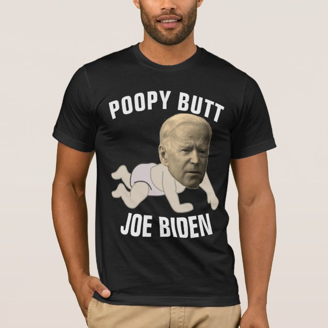 JOE BIDEN FUNNY POPPY HINTERN Dunkle T - Shirt (Vorderseite)