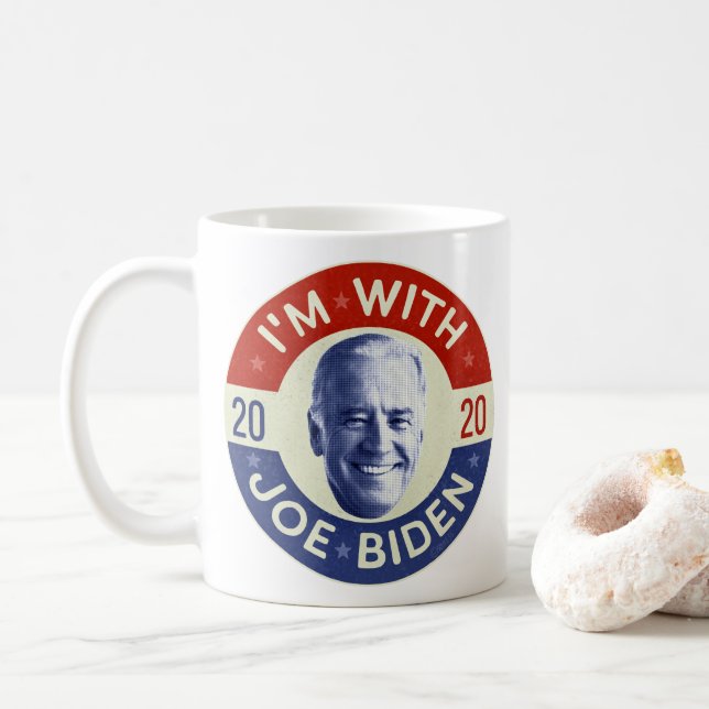 Joe Biden für das demokratische Foto Retro im Jahr Kaffeetasse (Mit Donut)