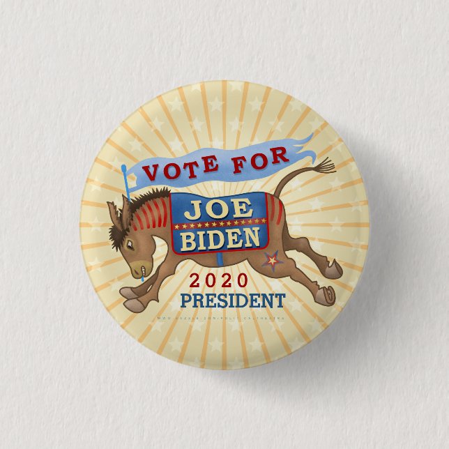 Joe Biden für Esel 2020 Präsidenten-Demokrat Button (Vorderseite)