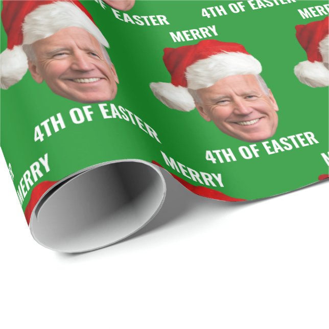 Joe Biden Happy 4. Osterweihnachtsgrün Geschenkpapier (Rolleneckpunkt)