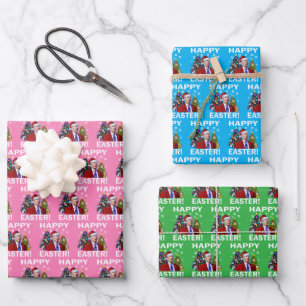 Joe Biden Happy Oaster Christmas Pink Gift Wrap Geschenkpapier Set