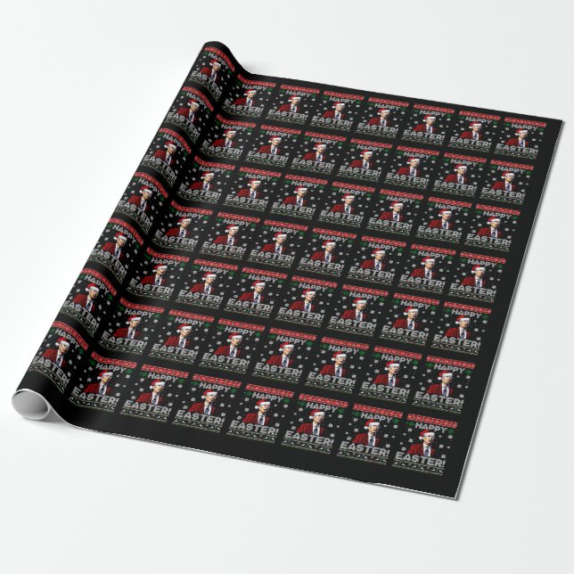 Joe Biden "Happy Oaster" Weihnachtswrapping Paper Geschenkpapier (Ungerollt)
