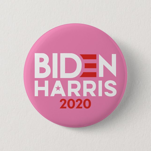 Joe Biden Kamala Harris 2020 Rot-Weiß-Rosa Button (Vorderseite)
