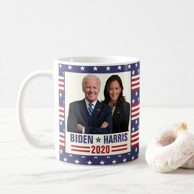 Joe Biden Kamala Harris 2020 US-Präsident Foto Kaffeetasse (Mit Donut)