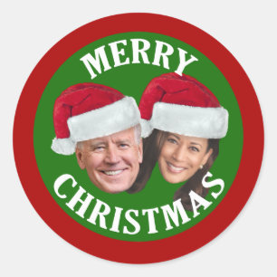 Joe Biden Kamala Harris 2020 w/Weihnachtsmannmütze Runder Aufkleber