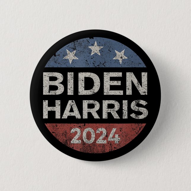 Joe Biden Kamala Harris 2024 Retro Vintag Button (Vorderseite)