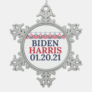 Joe Biden Kamala Harris Einweihungstag Schneeflocken Zinn-Ornament