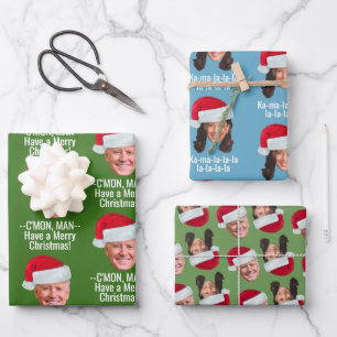 Joe Biden Kamala Harris Weihnachtsmannmütze Weihna Geschenkpapier Set