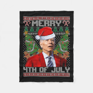 Joe Biden Merry 4. Juli Ugly Weihnachten für Wom Fleecedecke