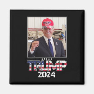 Joe Biden mit einem Trump-Hut lustige Wahl 2024 Magnet