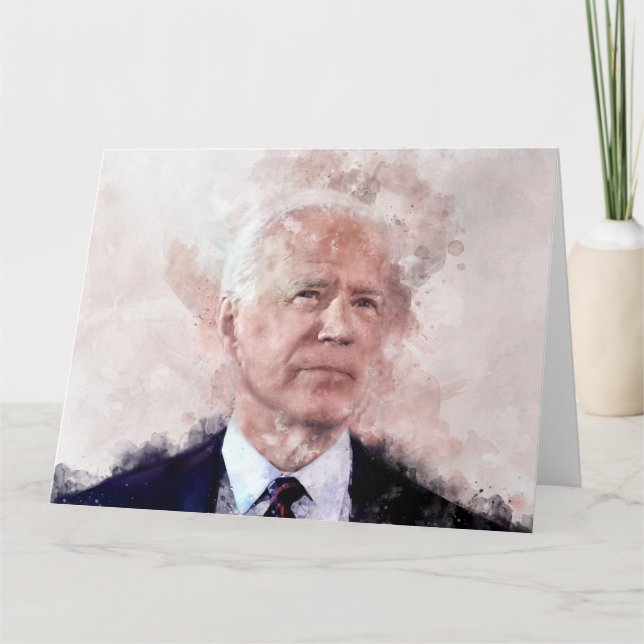 Joe Biden porträtiert in Aquarellfarben Dankeskarte (Vorderseite)