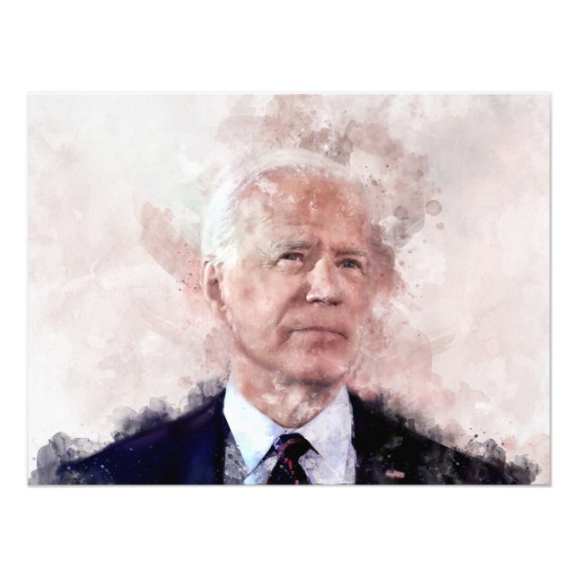 Joe Biden porträtiert in Aquarellfarben Fotodruck (Vorne)