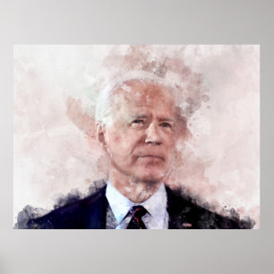 Joe Biden porträtiert in Aquarellfarben Poster