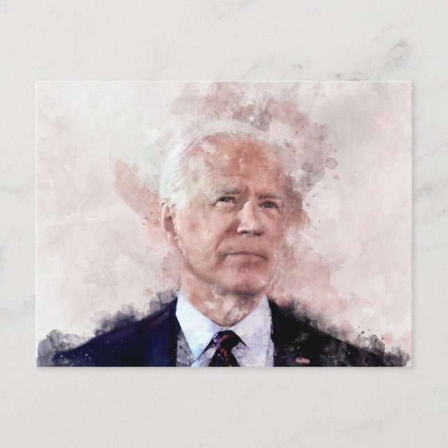 Joe Biden porträtiert in Aquarellfarben Postkarte (Vorderseite)