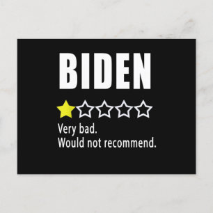 Joe Biden Sehr schlecht. Nicht empfehlen Postkarte