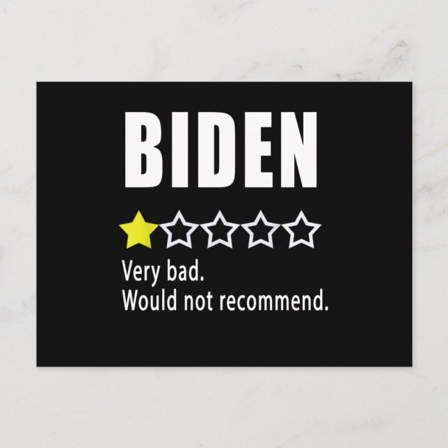 Joe Biden Sehr schlecht. Nicht empfehlen Postkarte (Vorderseite)