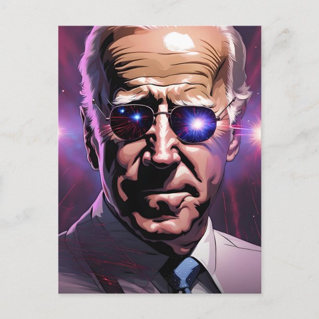 Joe Biden Sunglasses Lila Hintergrund Postkarte (Vorderseite)