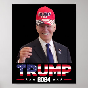 Joe Biden trägt einen Trump-Hut 1 Poster