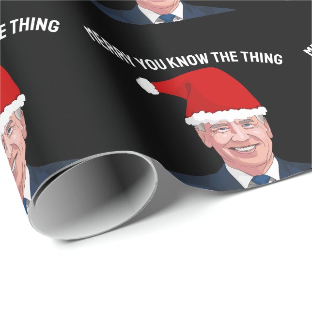 JOE BIDEN TRAING WEIHNACHTSMANNMÜTZE DAS THEMA WRA GESCHENKPAPIER (Rolleneckpunkt)