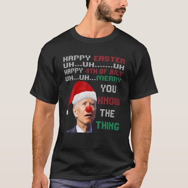 Joe Biden Ugly Christmas Sweater For Men T-Shirt (Vorderseite)
