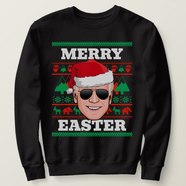 Joe Biden Ugly Christmas Sweater Merry Oaster Sweatshirt (Design vorne)