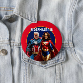 Joe Biden und Kamala Harris als Superhelden Button