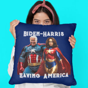 Joe Biden und Kamala Harris als Superhelden Kissen