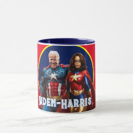 Joe Biden und Kamala Harris als Superhelden Tasse