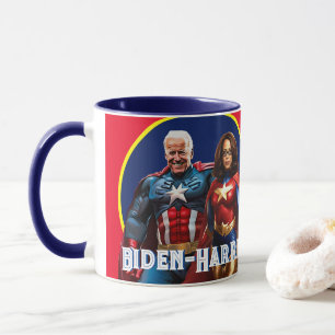 Joe Biden und Kamala Harris als Superhelden Tasse