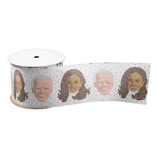 Joe Biden und Kamala Harris Heads Ribbon Satinband (Spule)