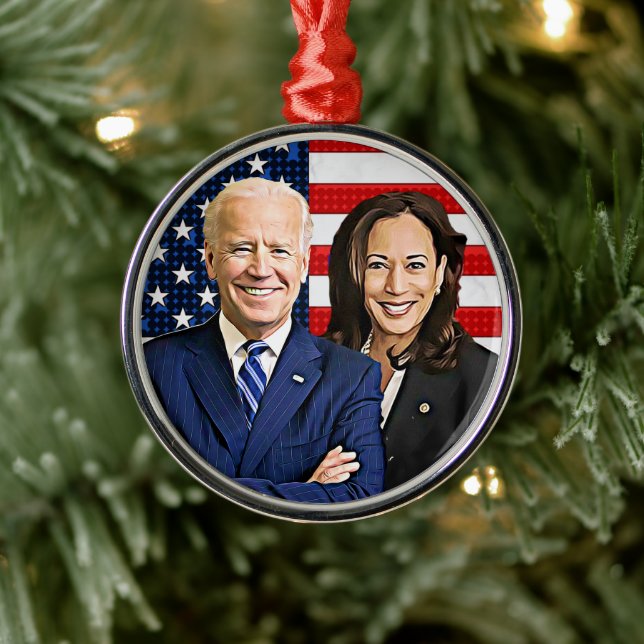 Joe Biden und Kamala Harris Keepake Souvenir 2020 Ornament Aus Metall (Baum)