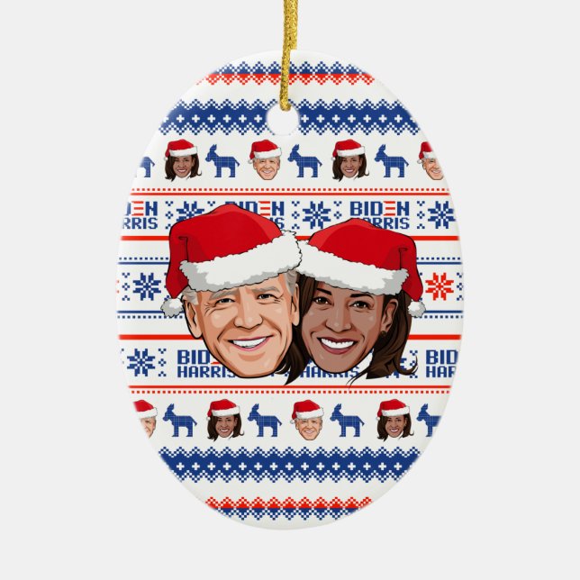 Joe Biden und Kamala Harris Weihnachten Keramik Ornament (Vorne)
