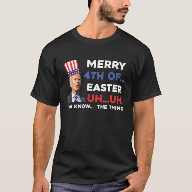 Joe Biden verwirrte Merry Happy Funny 4. Juli T-Shirt (Vorderseite)