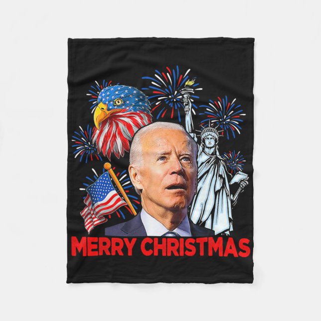Joe Biden verwirrte Patriotic Frohe Weihnachten fü Fleecedecke (Vorderseite)