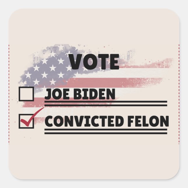 Joe Biden Vs Conviced Felon Stimmzettel Quadratischer Aufkleber (Vorderseite)