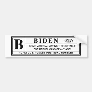 Joe Biden Warning Label Autoaufkleber