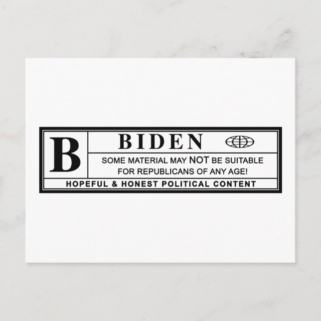 Joe Biden Warning Label Postkarte (Vorderseite)