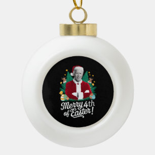 Joe Biden Weihnachten Santa Frohe 4. Ostern Xmas Keramik Kugel-Ornament